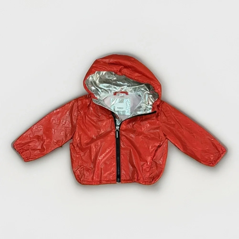 Burberry Boys Bright Red Lorenzo Lightweight Hooded logo Jacket size 2T